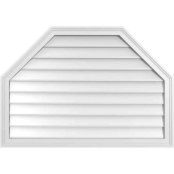 Ekena Millwork 40 in. x 28 in. Octagonal Top Surface Mount PVC Gable Vent: Decorative with Brickmould Frame