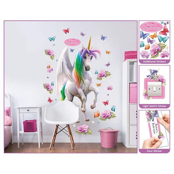Walltastic Multi Color Magical Unicorn Large Character Sticker Wall Decals  WT45996 - The Home Depot