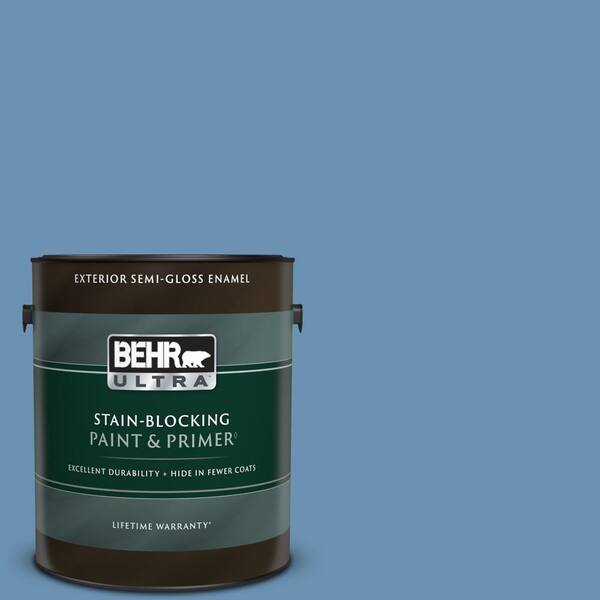 BEHR ULTRA 1 gal. #M510-4 Brittany Blue Semi-Gloss Enamel Exterior Paint & Primer