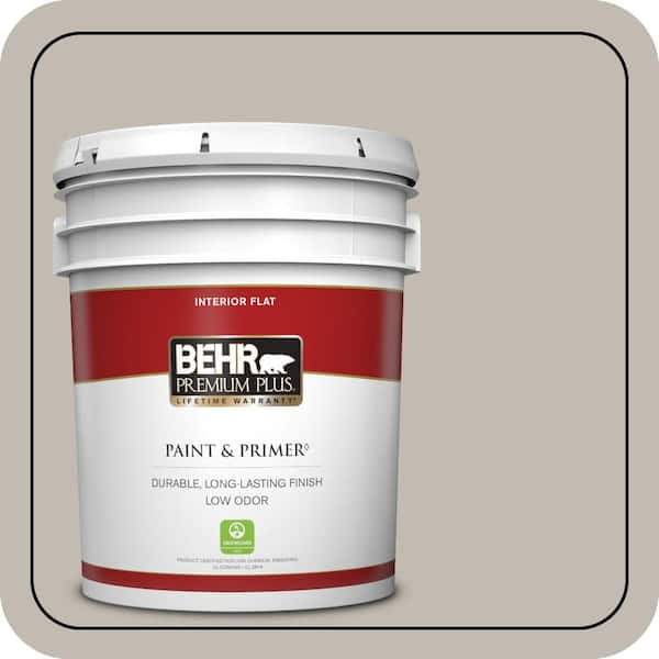 BEHR PREMIUM PLUS 5 gal. #QE-57 Warm Ash Flat Low Odor Interior Paint & Primer