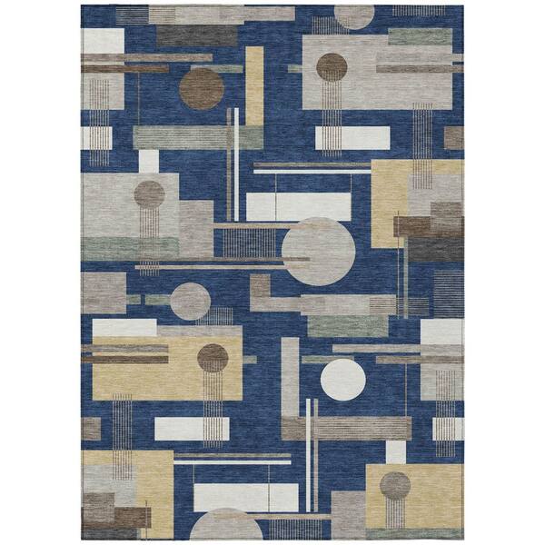 Chantille Machine Washable Indoor/Outdoor Abstract ACN2822 Navy 9 ft. x 12 ft. Area Rug