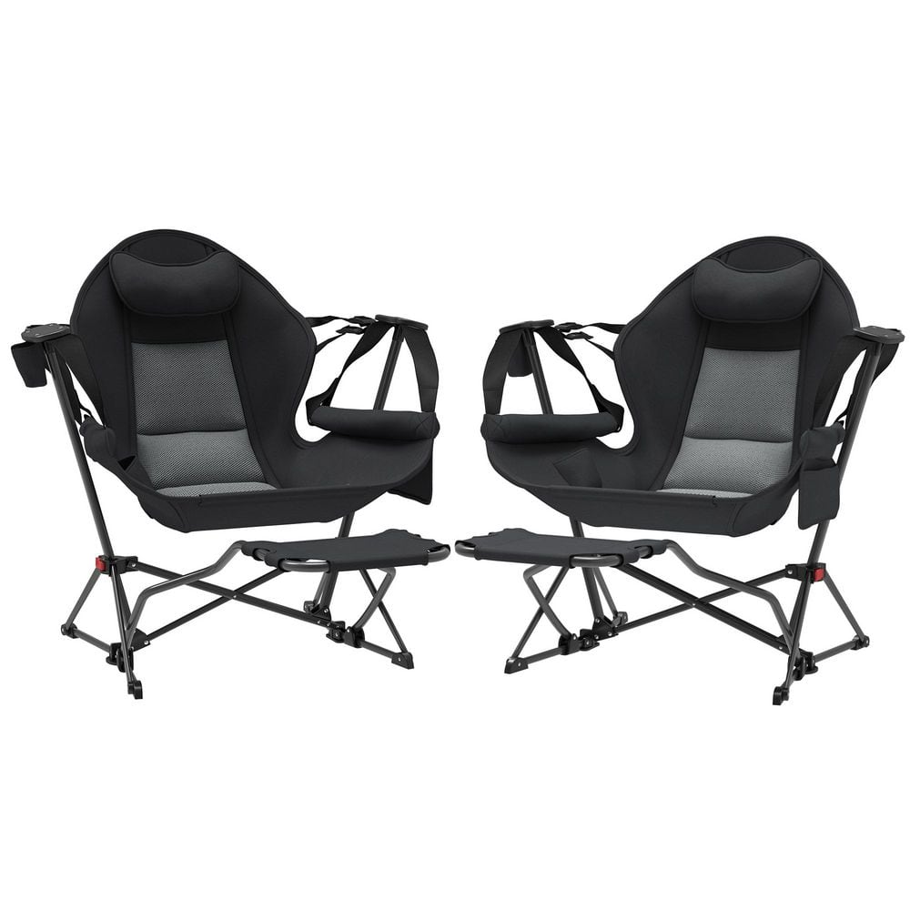 Hammock Camping Chair Set of 2, Adjustable Back Folding Rocking Chair with 
