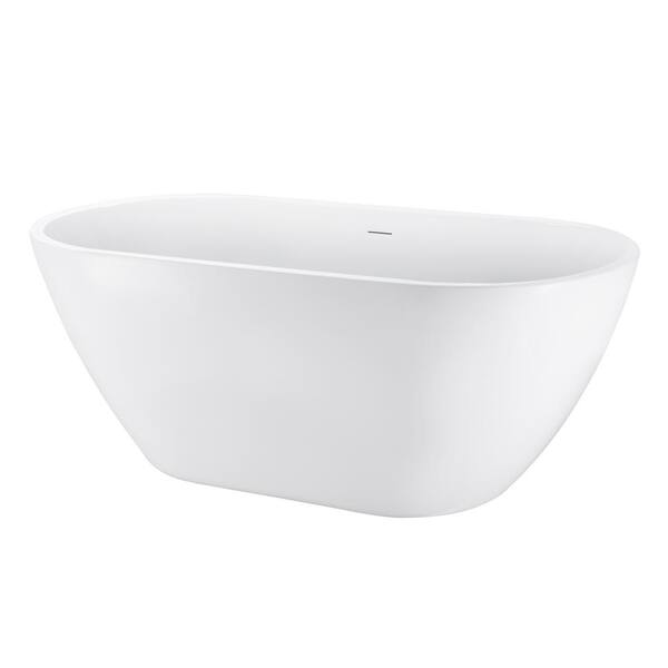Aoibox Contemporary 64.96 in. x 28.35 in. Soaking Bathtub with Center Drain in White
