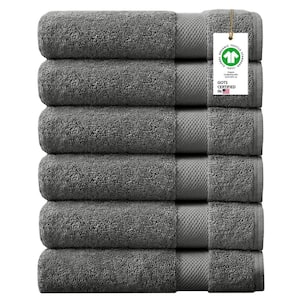 20 in. x 30 in. Sharkskin Grey Feather Touch Quick Dry Solid 100% Organic Cotton 650 GSM Hand Towel (Pack of 6)