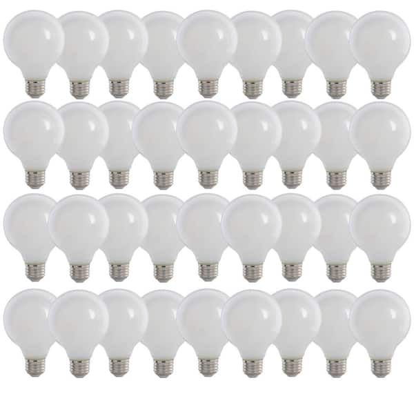 Feit Electric 100-Watt Equivalent G25 Globe Dimmable Filament White Glass Vanity E26 LED Vintage Edison LIght Bulb, Soft White 36-Pack