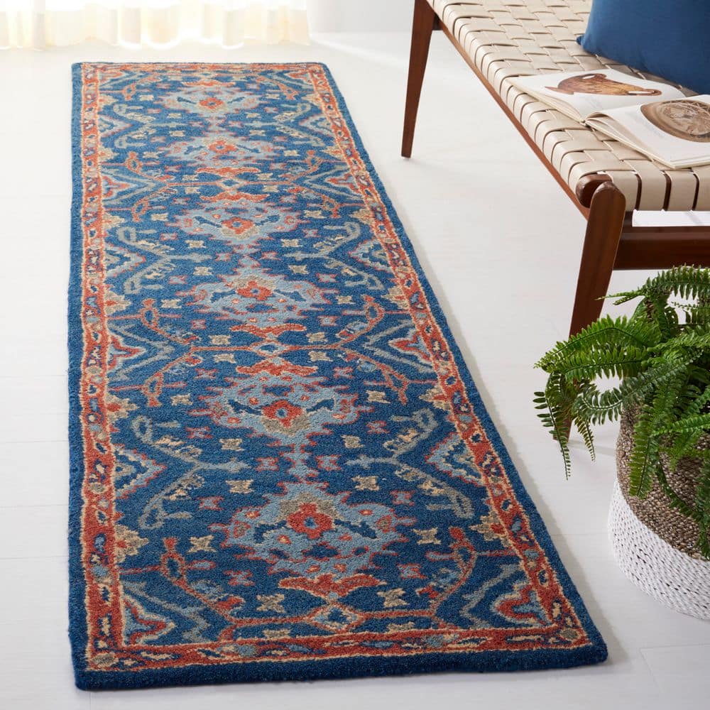 Heritage 2 ft. x 6 ft. Blue/Multi Floral Geometric Border Runner Rug price history on PriceWatchPro