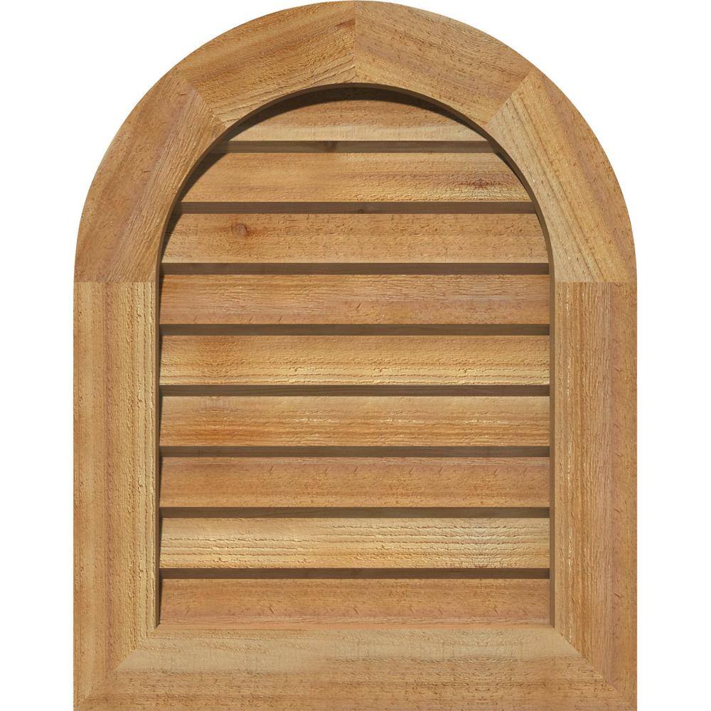 "35"" x 33"" Round Top Unfinished Rough Sawn Western Red Cedar Wood Paintable Gable Louver Vent Non-Functional" price history on PriceWatchPro