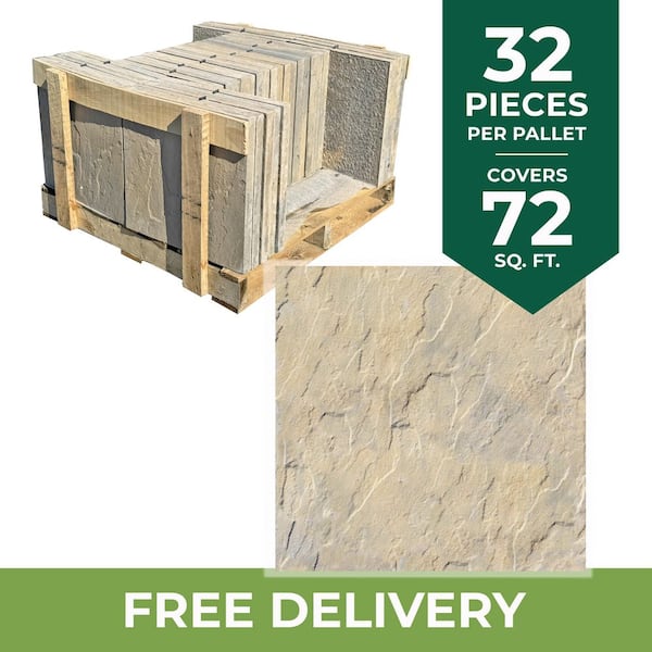 Patio-on-a-Pallet 18 in. x 18 in. Concrete Tan Variegated Traditional Yorkstone Paver (32 Pieces/72 Sq Ft)