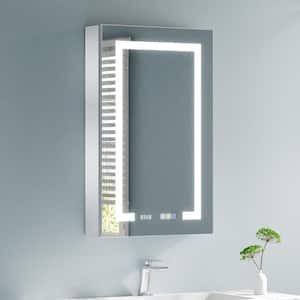 ExBrite 20 in. W x 32 in. H Rectangular Silver Aluminum Recessed/Surface Mount Right Dimmable Medicine Cabinet with Mirror