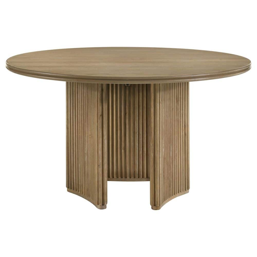 Adina Light Brown Distressed Wood Top 53-inch Round Pedestal Base Dining Table Seats 4 price history on PriceWatchPro