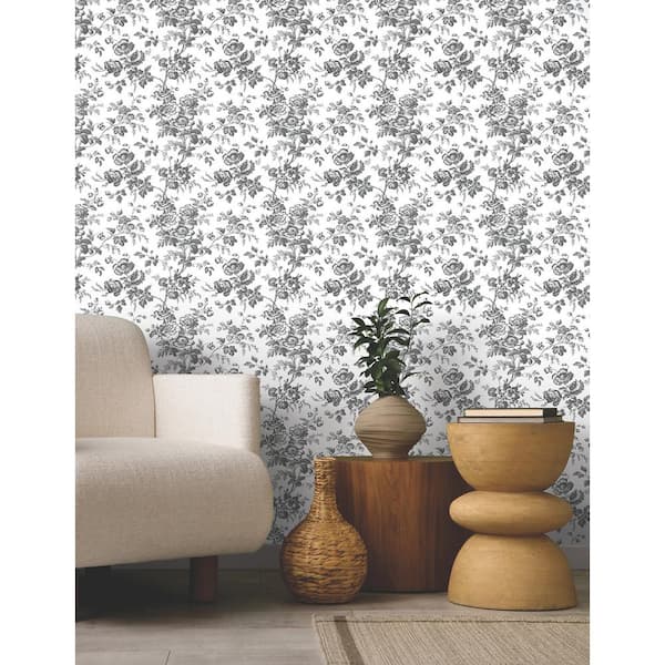 Anemone Toile Black Wallpaper Roll