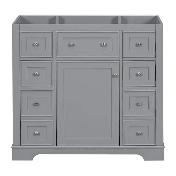 36 in. Freestanding Bath Vanity Cabinet without Top in Gray, Adjustable Shelf