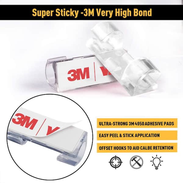 Lukyamzn Self-Adhesive Cable Clips Clear Wire Management Holder 40 Pcs For TV PC Cord Organization PH03327B152 - View #13