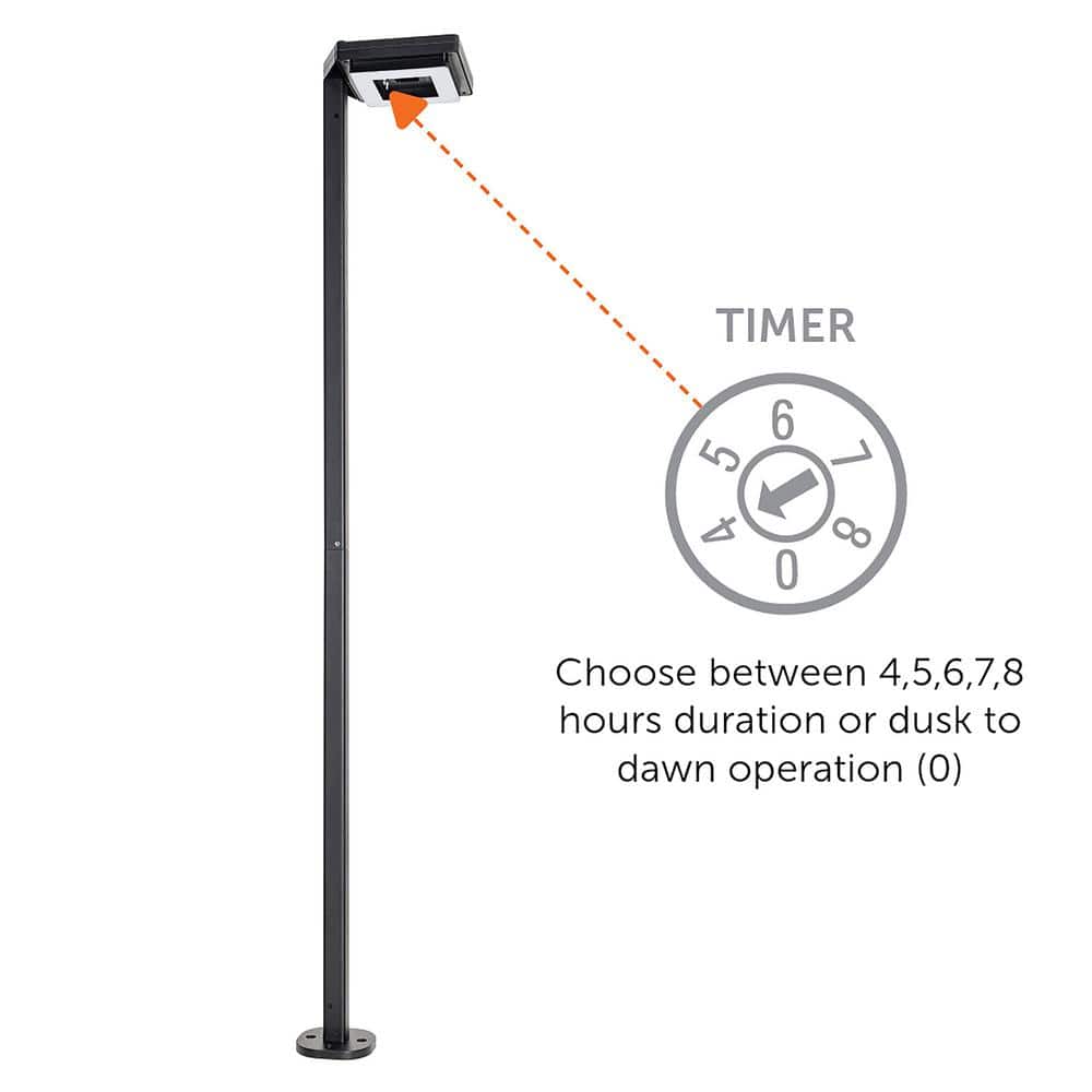 Contemporary Black Aluminum 99" LED Solar Lamp Post