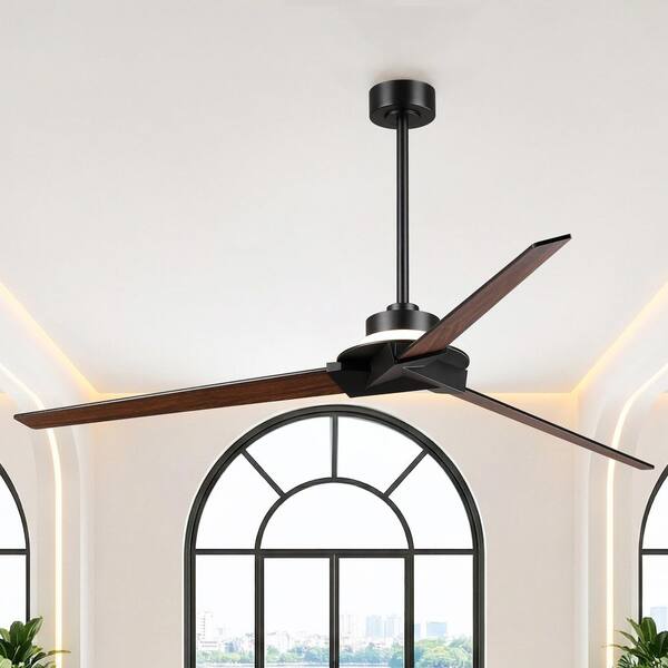 IHOMEadore 70 in. Indoor Matte Black Downrod Mounted Ceiling Fan with ...
