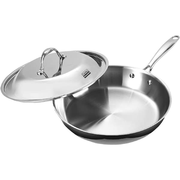 Cooks Standard 12 in. Multi-Ply Clad Stainless Steel Frying Pan with high  dome lid, Silver NC-00239 The Home Depot