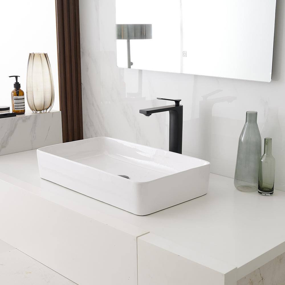 Matte Black Tall Single Handle Vessel Sink Faucet
