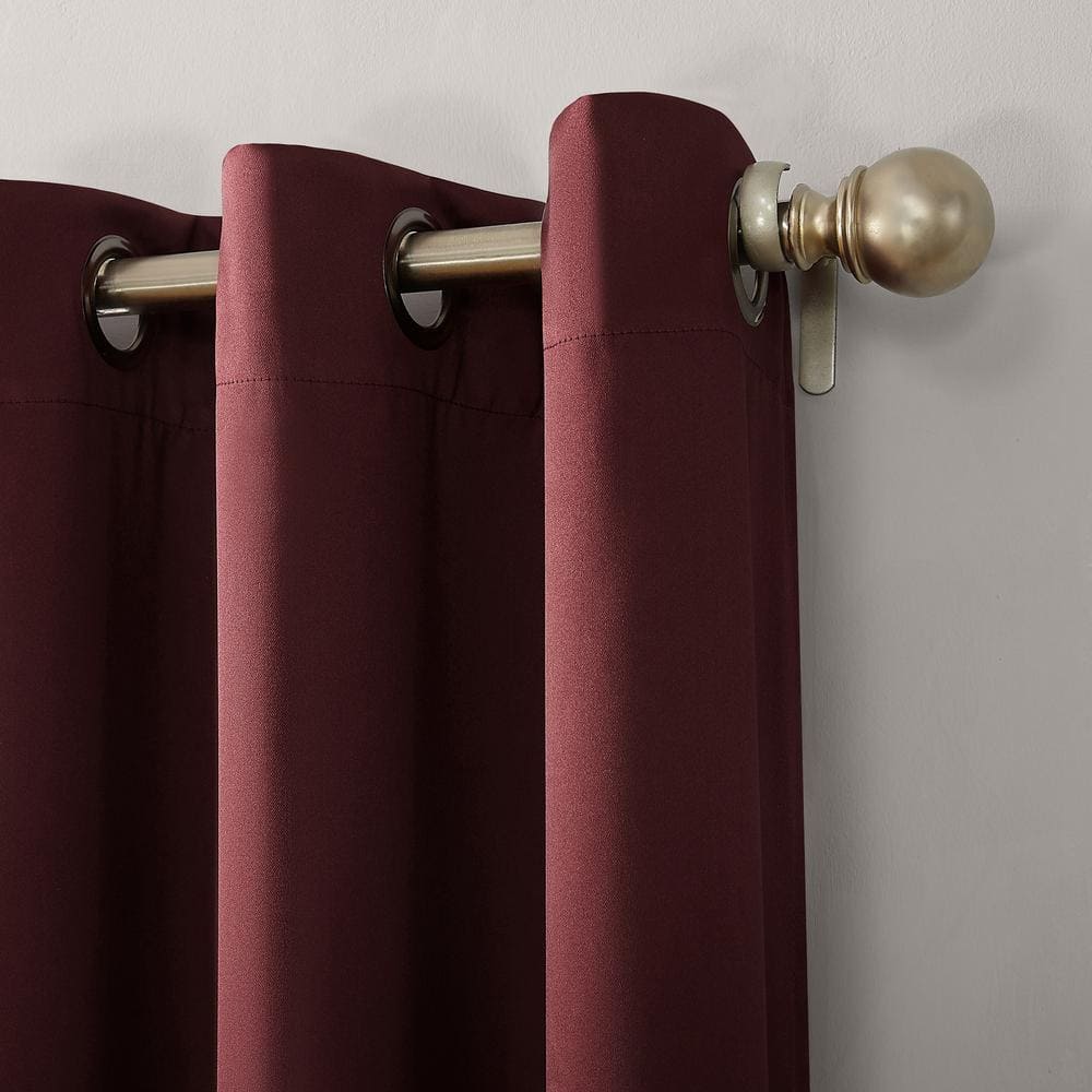 Wine Red 84" Polyester Blackout Grommet Curtain Panel