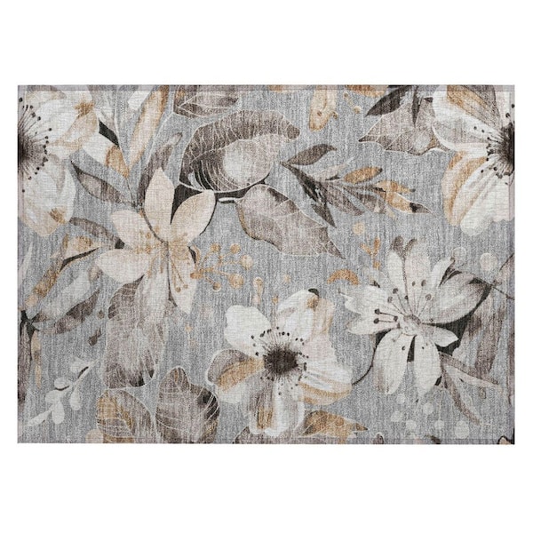 Chantille Machine Washable Indoor/Outdoor Abstract ACN2260 Gray 1 ft. 8 in. x 2 ft. 6 in. Accent Rug