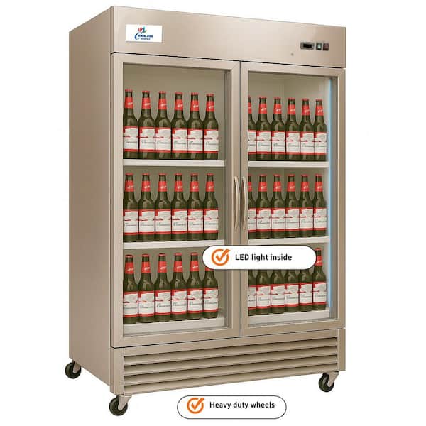 54 in. 47 cu. ft. Commercial Glass Door Reach in Refrigerator in Stainless Steel