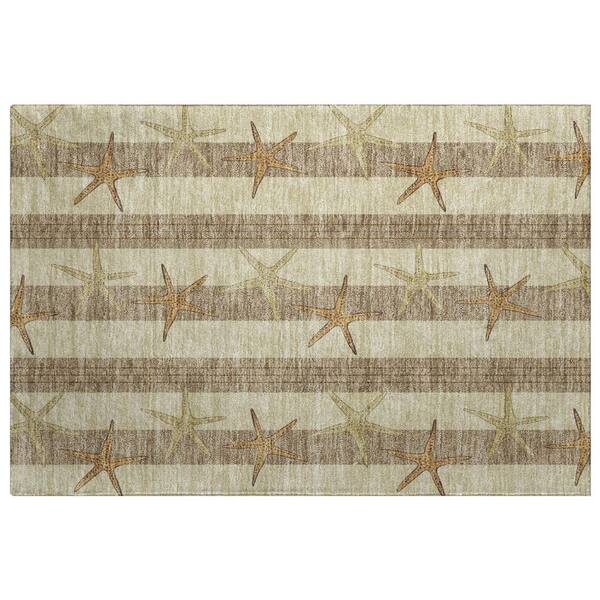 Dream Shag Premium Machine Washable Abstract ADS191 Tan 3 ft. x 4 ft. Area Rug