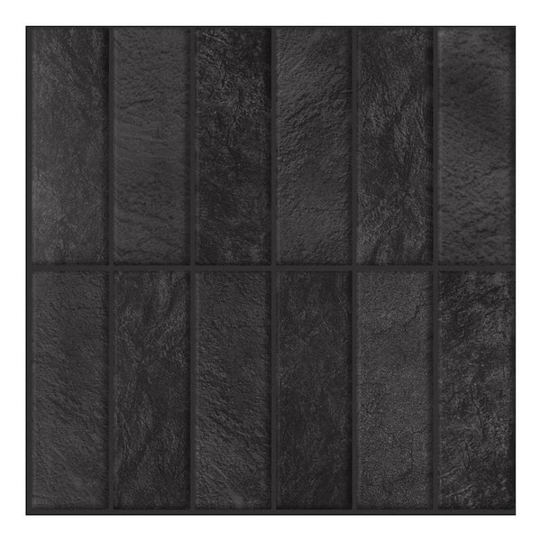 Ash Black 12 in. x 12 in. PET Peel and Stick Backsplash Waterproof Heat Resistant for Kitchen 10-Pack