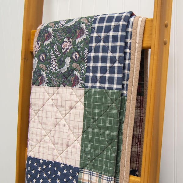 DONNA SHARP Rustic Paisley Blue and Green Cotton Throw Blanket