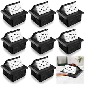 Black 20 Amp Tamper Resistant Single Outlet with USB Port - Electrical Outlet Cover Box (8 Pack)