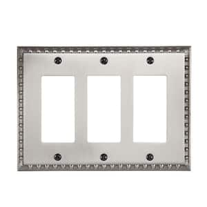 Antiquity 3 Gang Rocker Metal Wall Plate - Antique Nickel