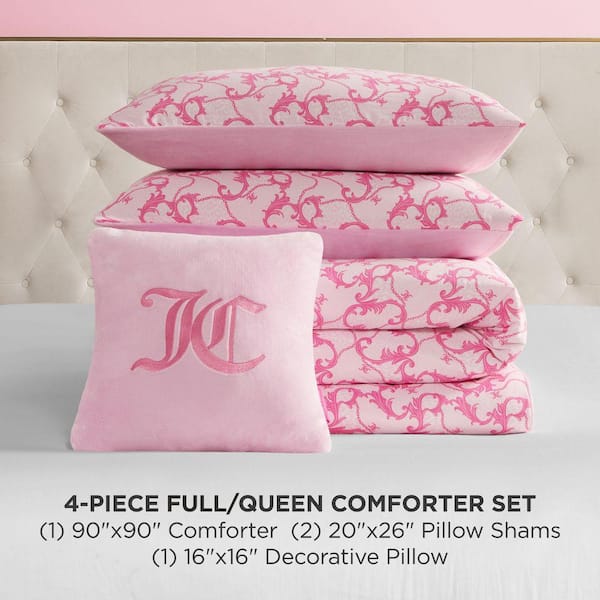 JUICY COUTURE Solid Plush Reversible Gothic Leopard 4-Piece Light