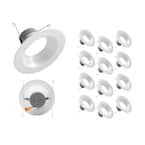 DLR Series 5-6 in. White Selectable CCT High-Output Integrated LED Recessed Retrofit Downlight Trim, Dimmable, 12-Pack