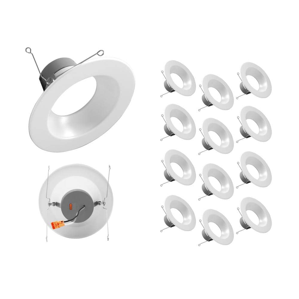 DLR Series 5-6 in. White Selectable CCT High-Output Integrated LED Recessed Retrofit Downlight Trim, Dimmable, 12-Pack price history on PriceWatchPro