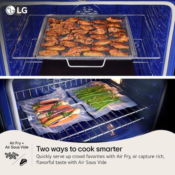 30 in., 6.3 cu. ft. Smart Wi-Fi True Convection Insta View 5-Burner Electric Oven w/ Air Fry Printproof Stainless Steel