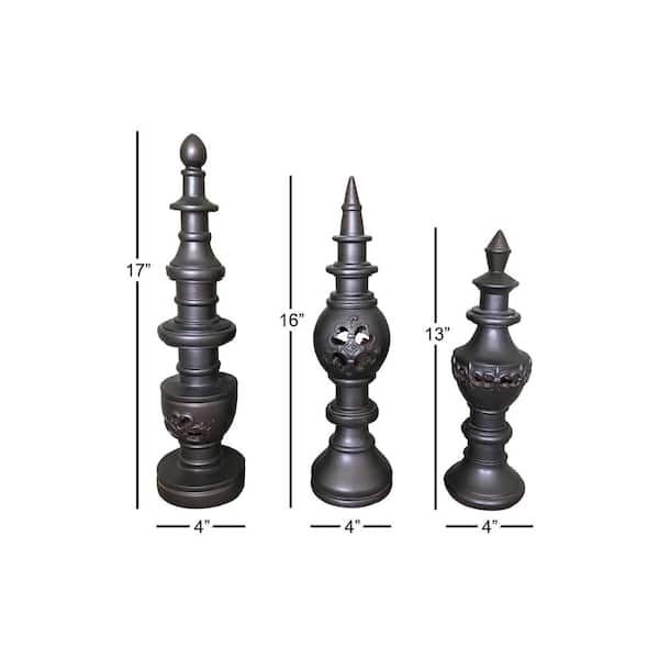 Kalalou CVY1427 Turned Wood Finials Brown - Set of 3