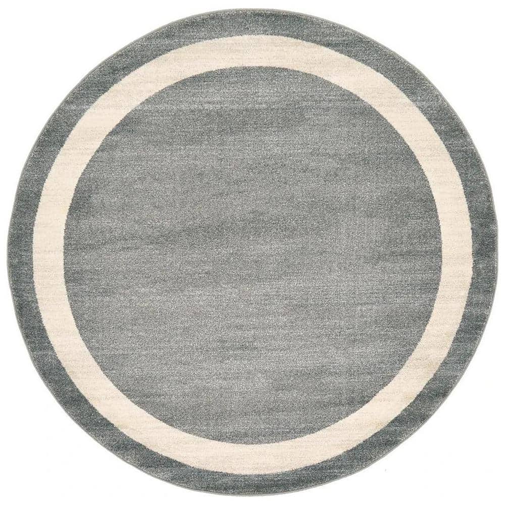 Gray Polypropylene 6 ft. x 6 ft. Solid Color Indoor Round Area Rug