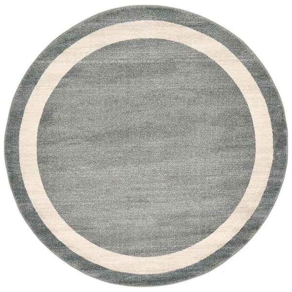 Unbranded Gray Polypropylene 6 ft. x 6 ft. Solid Color Indoor Round Area Rug