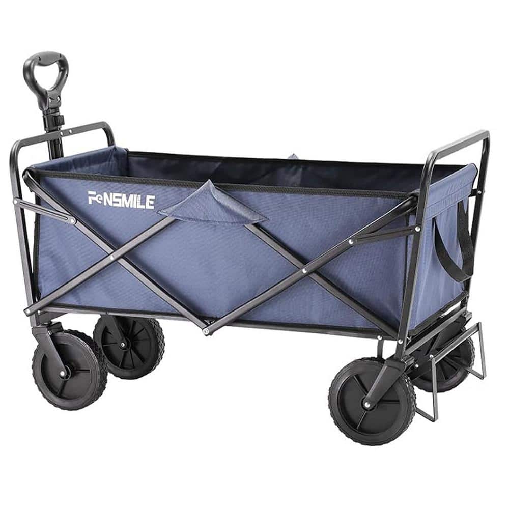 4.9 cu. ft. Fabric PVC Garden Cart, 2-Fold Collapsible Wagon Cart with Meta