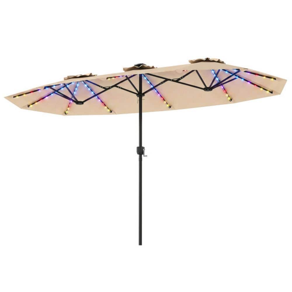 13 ft. Solar Double-Sided Patio Umbrella with 108 LED Lights, 12 Lighting Modes & Crank in Beige price history on PriceWatchPro