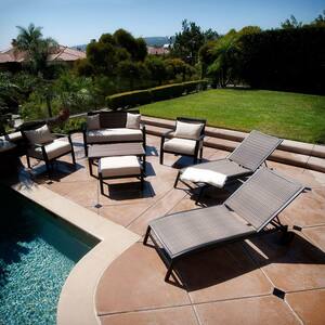 Zen 7-Piece Patio Seating and Lounger Set with Spectrum Sand Cushions
