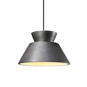 Radiance Trapezoid 1-Light Brushed Nickel Ceramic Pendant with Antique Silver Shade