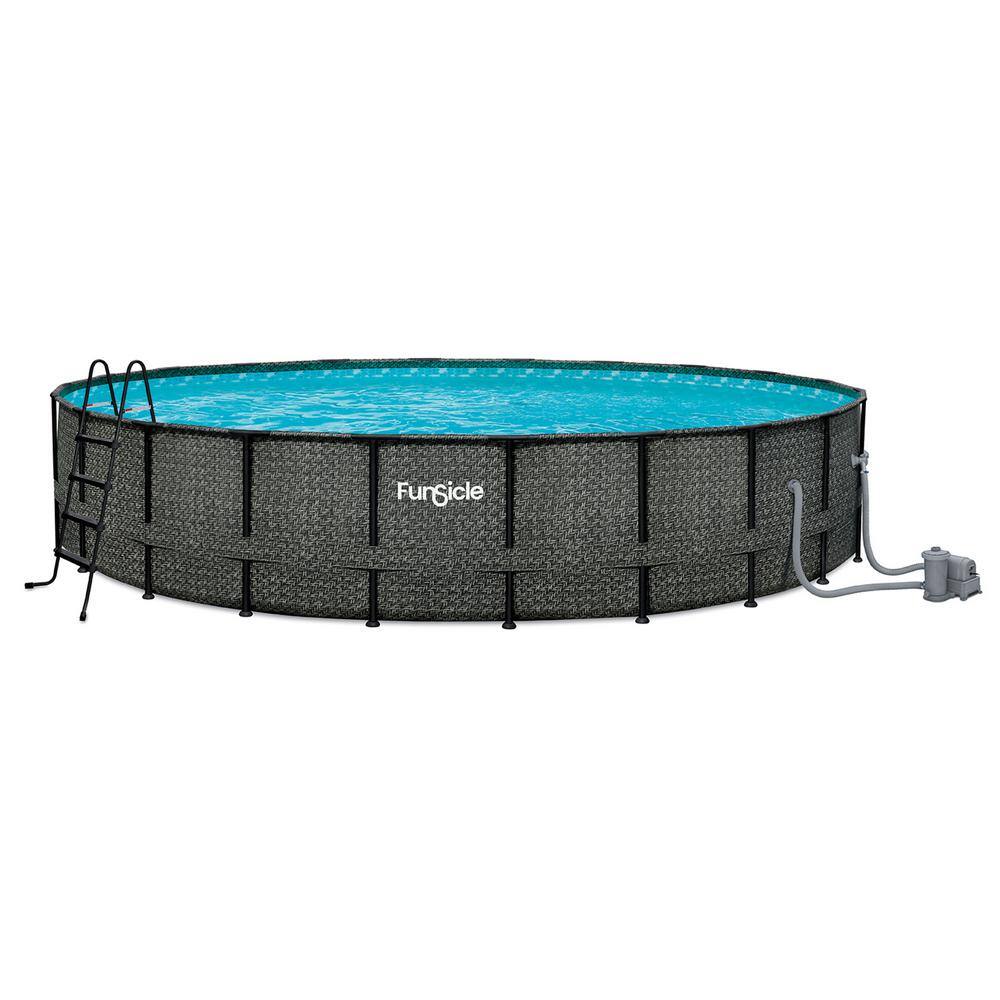 Funsicle Oasis Designer 22 ft. Round 52 in. Metal Frame Above Ground