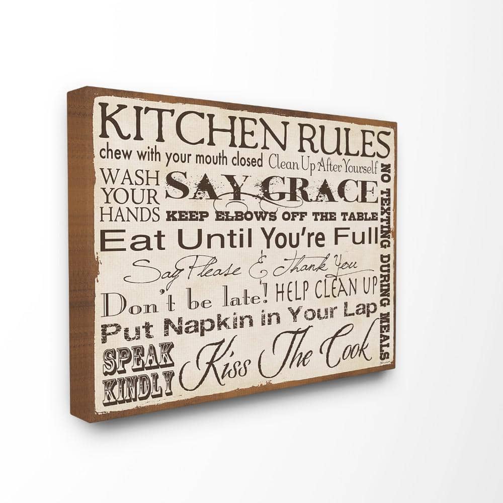 16 in. x 20 in. Kitchen Rules Creme Typography by Stephanie Workman Ma