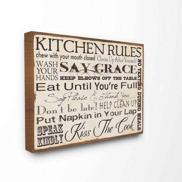 Stupell Industries 16 in. x 20 in. "Kitchen Rules Creme Typography" by Stephanie Workman Marrott Printed Canvas Wall Art