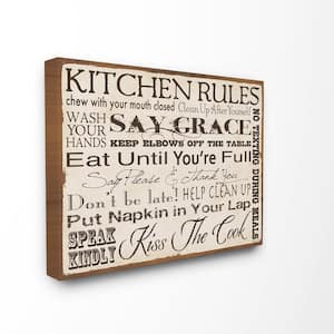 24 in. x 30 in. "Kitchen Rules Creme Typography" by Stephanie Workman Marrott Printed Canvas Wall Art