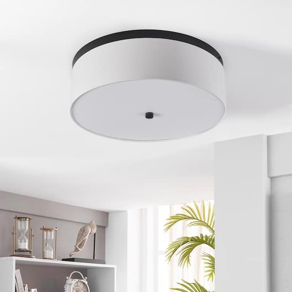 Braxton 20 in. Round White and Black Flush Mount