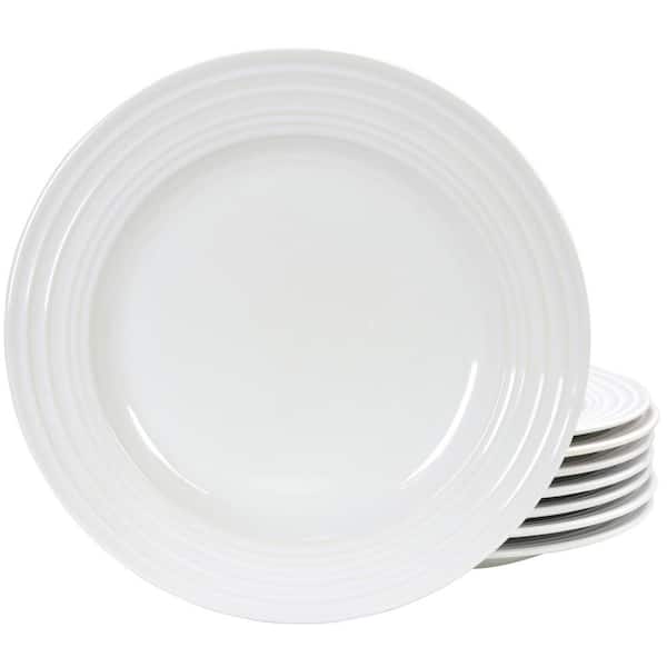 Gibson Home Plaza Cafe 10.5 in. White Dinner Plate Set (Set of 8)