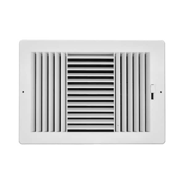 Venti Air 12 in x 8 in White Plastic 3 Way Supply Register for Duct Opening 12 in W x 8 in H