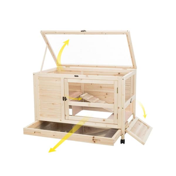 Tunearary Solid Wood Chicken Coop, Waterproof Paint, Galvanized Wire Mesh, White