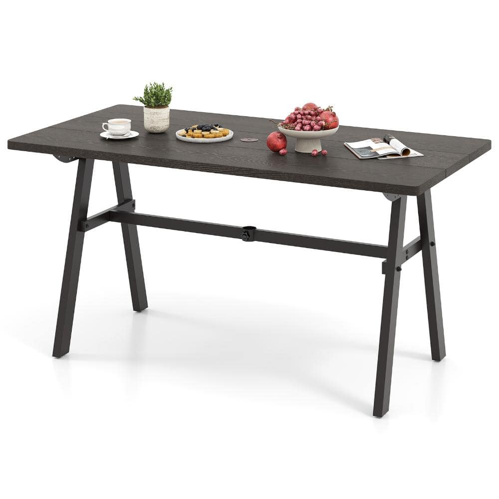 59 in. Galvanized Iron Patio Dining Table with 1.93 in. Umbrella Hole, Dark Brown price history on PriceWatchPro
