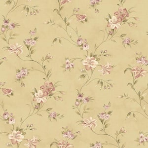 Lorraine Lily Gold Floral Paper Strippable Roll Wallpaper (Covers 56.4 sq. ft.)